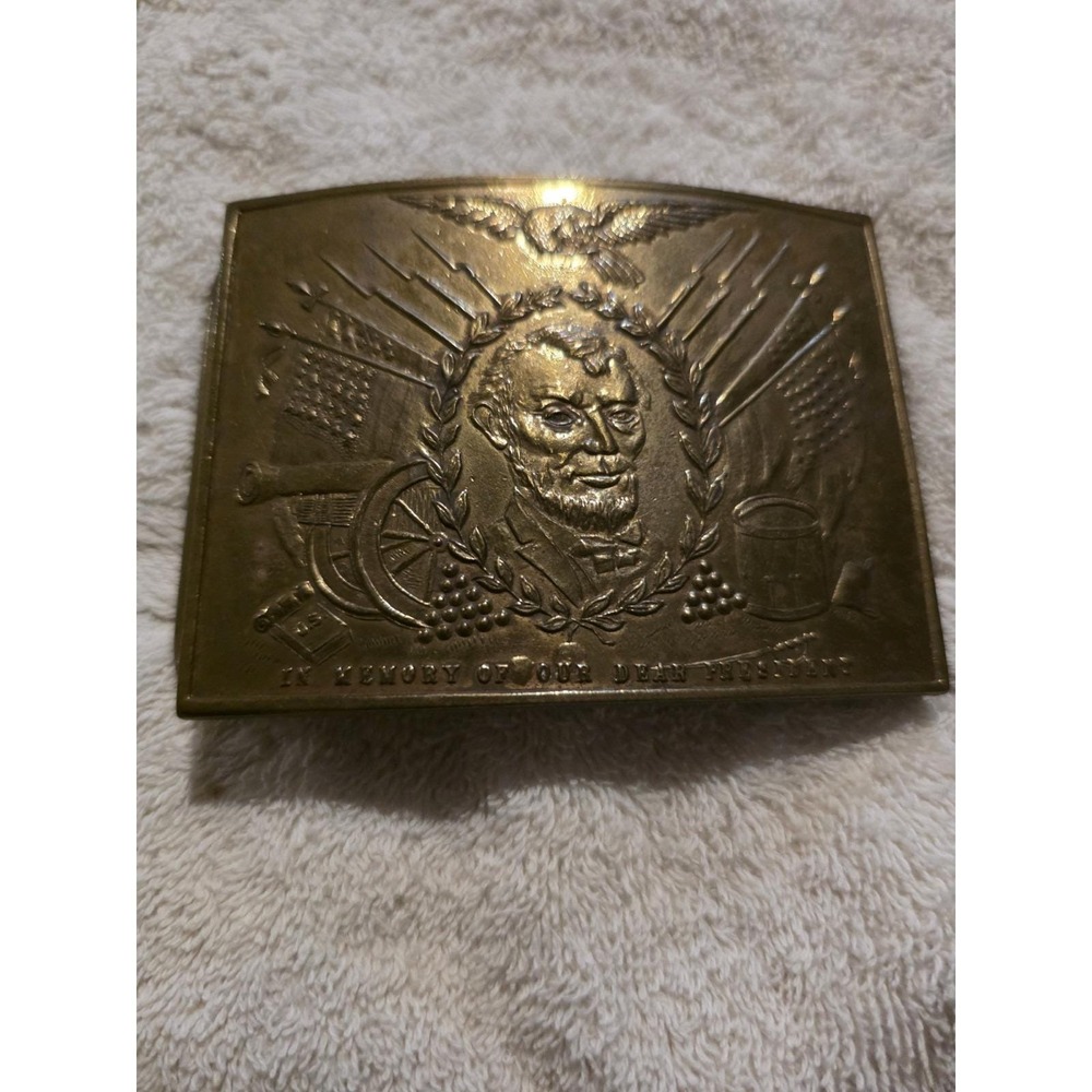 Abraham Lincoln Memorial Belt Buckle Civil War Captured Confederate Guns Leich 2